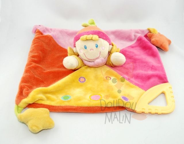  plat carré poupée rose orange jaune étoile 